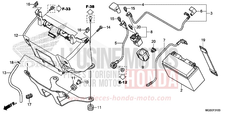 BATTERIE de NC700S DCT SEAL SILVER METALLIC (NHA14) 2012